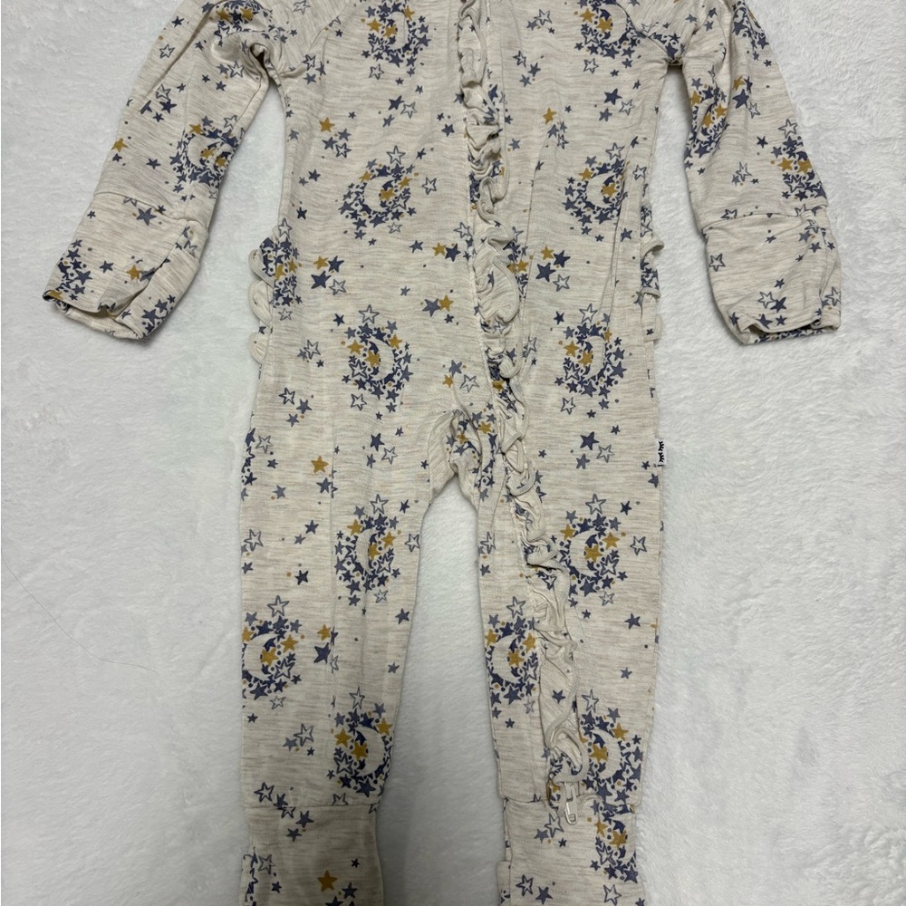 Little Sleepies Lullaby Sky Ruffle Zippy | 0–3 Months | EUC